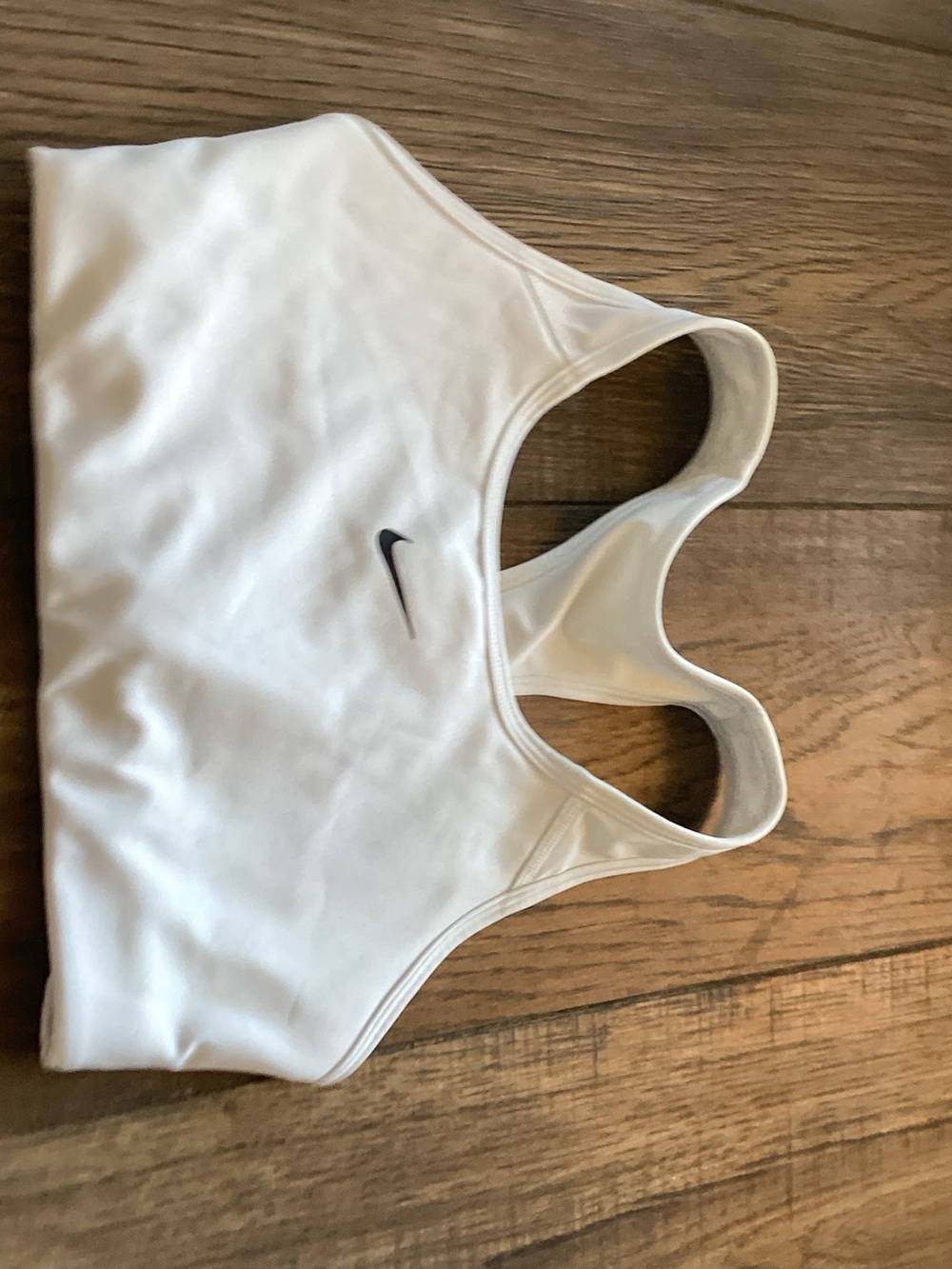 Nike White Racerback Padded Sports Bra with Swoosh